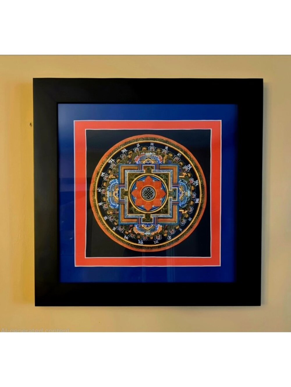 Framed Thangka Painting Of Vajradhatu Mandala From Nepal With Black Frame 2010